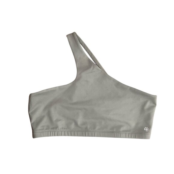 Anine Bing Sport Jules Bra Asymmetrical Design Artichoke Green LG Stretchy Comfo - Picture 2 of 9